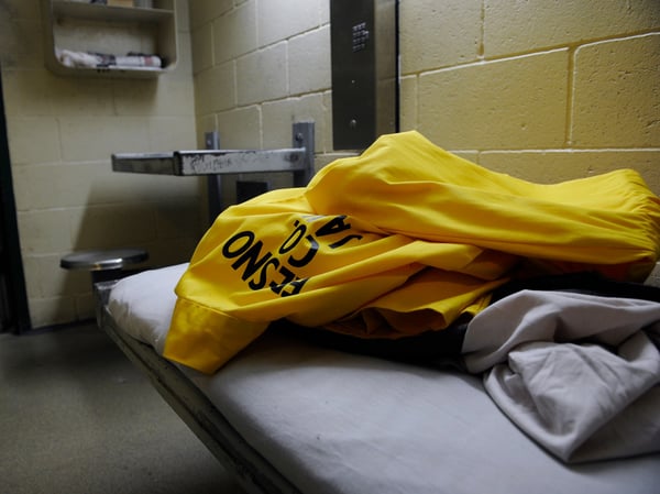 A violent offender housing cell at the Fresno County Jail.
