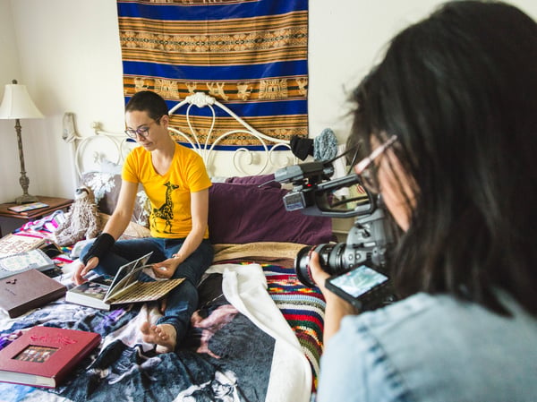 Activist Charis Hill (left) and filmmaker Victoria Suan (right) during the making of "Becoming Incurable"