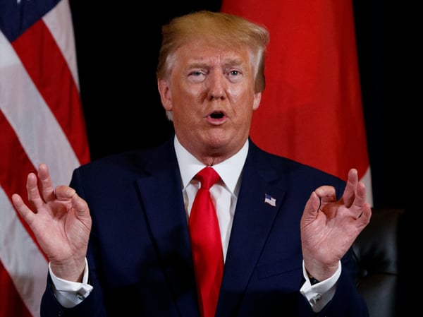 President Donald Trump speaks during a meeting with Japanese Prime Minister Shinzo Abe at the InterContinental Barclay New York hotel during the United Nations General Assembly, Wednesday, Sept. 25, 2019, in New York.