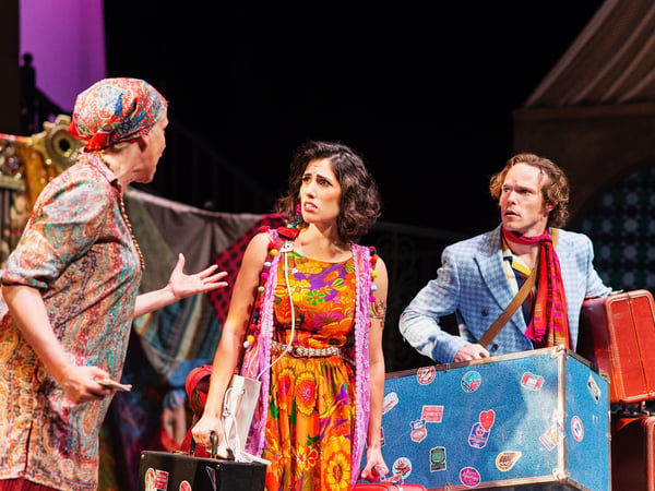 Lisa Halko, Gia Battista, & Ian Hopps in the Davis Shakespeare Festival's production of "The Comedy of Errors."