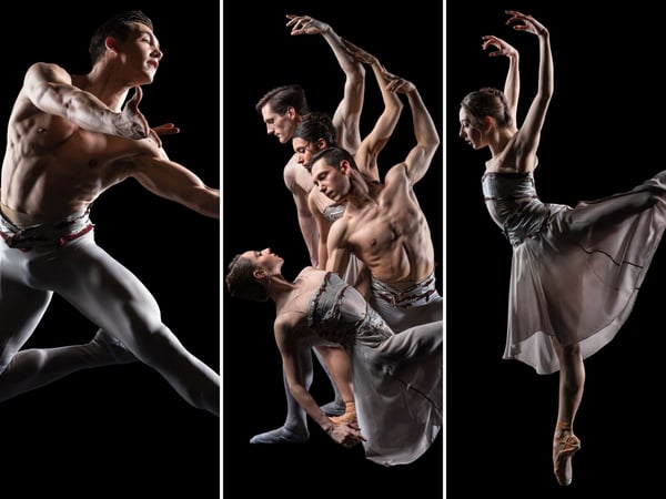 Shania Rasmussen, Anthony Cannarella, Isabella Velasquez, and Dylan Keane perform in the Sacramento Ballet's presentation of Mozart in Motion.