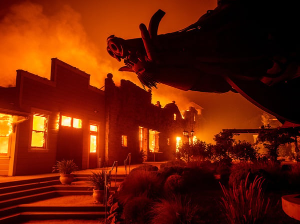 Flames from the Kincade Fire consume Soda Rock Winery on Sunday, Oct 27, 2019, in Healdsburg, Calif.