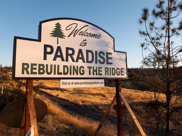 A sign greets motorists entering Paradise on Clark Road.