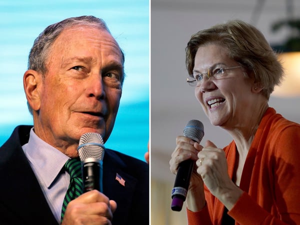 Democratic presidential candidates former New York City Mayor Michael Bloomberg and Sen. Elizabeth Warren on the campaign trail.
