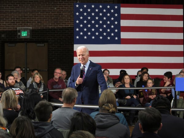Democratic presidential candidate, former Vice President Joe Biden speaks at a rally in the gymnasium of Sparks High School in Sparks, Nev., Friday night, Jan. 10, 2020, as he kicked off a two-day campaign swing in the early caucus state.