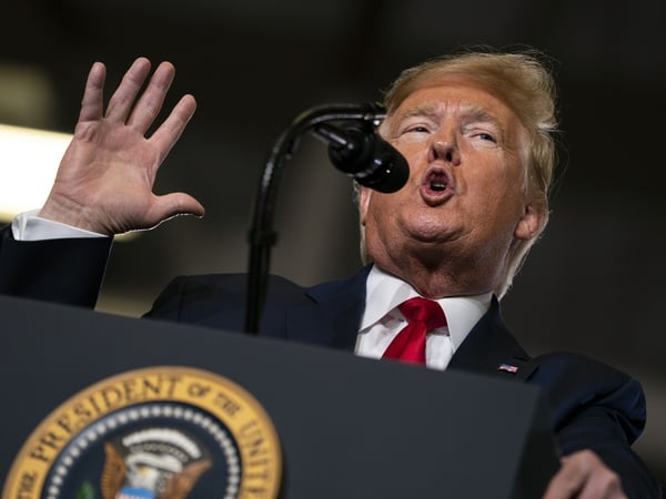 President Trump speaks at a campaign rally in Wildwood, N.J., in January.