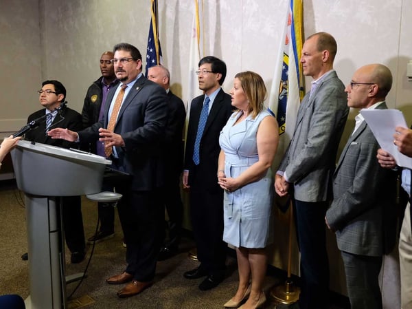 Sacramento County Board of Supervisors Chairman Phil Serna and local leaders and officials hold a press conference to discuss COVID-19 fears.