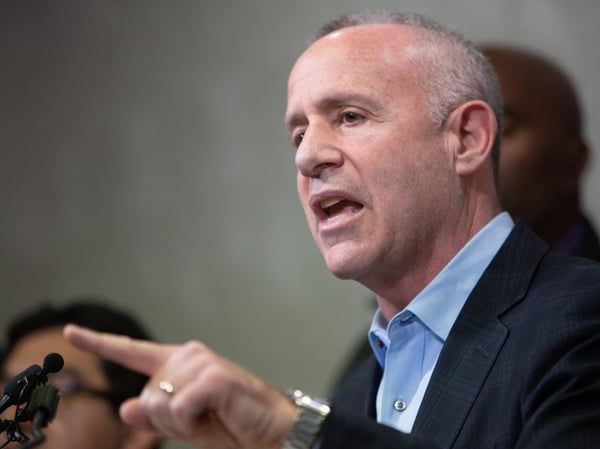 Sacramento Mayor Darrell Steinberg addresses reporters about coronavirus at the Sacramento County administration building on Sunday, March 8, 2020.
