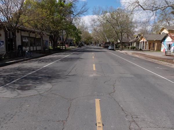 Parts of Downtown Davis are nearly empty, March 19, 2020.