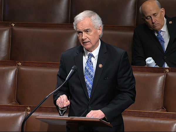 In this image from video, Rep. Tom McClintock, R-Calif., speaks on the floor of the House of Representatives at the U.S. Capitol in Washington, Thursday, April 23, 2020.