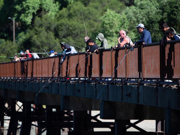 People fish at the Sunrise Recreation Area, Sunday, May 24, 2020.