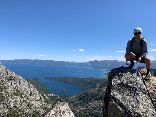 Sam Kieckhefer hiking in Lake Tahoe.