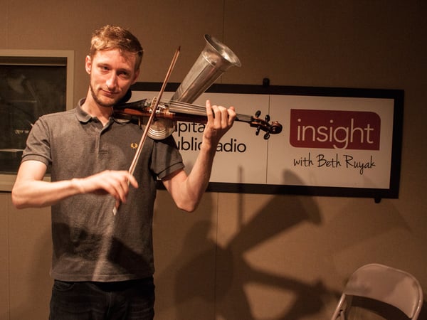 Max Haft demonstrates the Stroh violin on Insight.