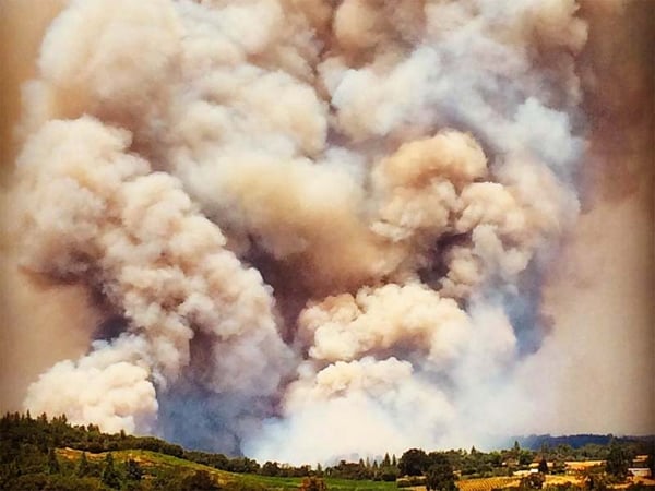 The Sand Fire as seen from an area near the Helwig Winery at 3 p.m. Saturday.