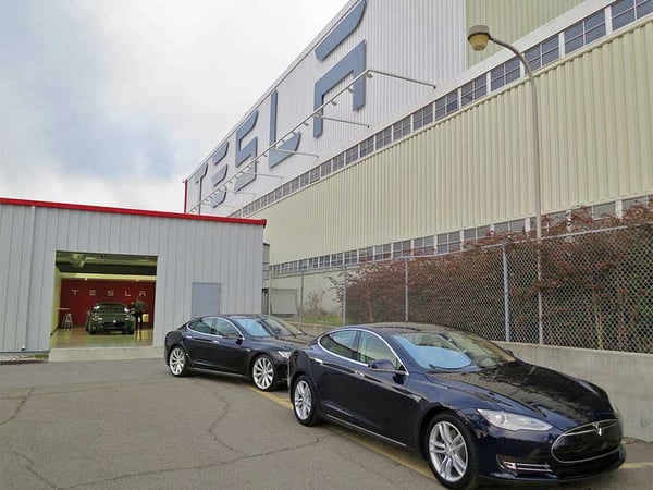 The new car pickup area at the Tesla Motors factory in Fremont, California. (Dec. 2012 file photo)