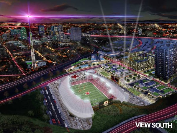 A rendering of plans for the Sacramento Republic FC stadium