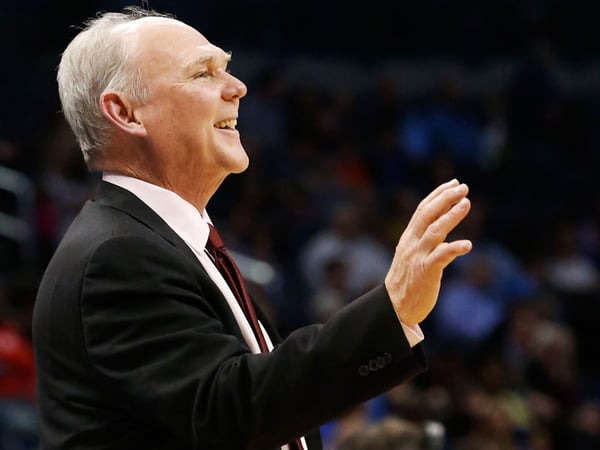File Photo: Former Denver Nuggets head coach George Karl smiles during the fourth quarter of an NBA basketball game against the Oklahoma City Thunder in Oklahoma City, Tuesday, March 19, 2013. 