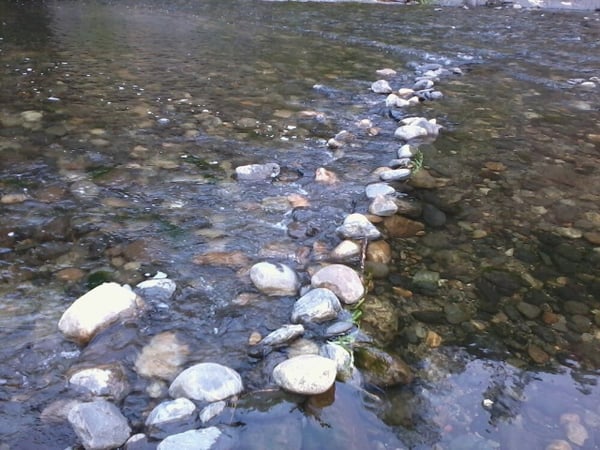 The Merced River at Briceburg in September 2013.  Water levels were six inches deep in some places and moss was growing on the rocks. A year-and-a-half later, water agencies worry the river will be completely dry by mid-summer. 