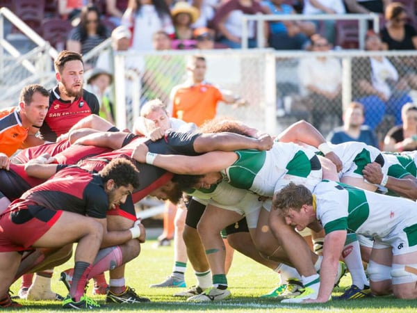 A scrum photo with USA Eagle John Quill at open-side flanker.