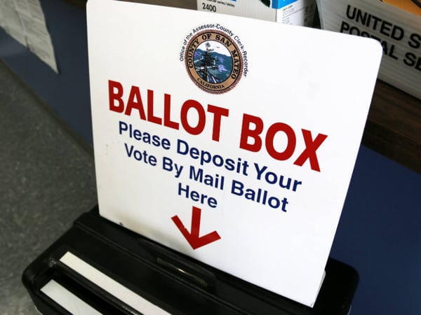 A drop-off ballot box in San Mateo County.