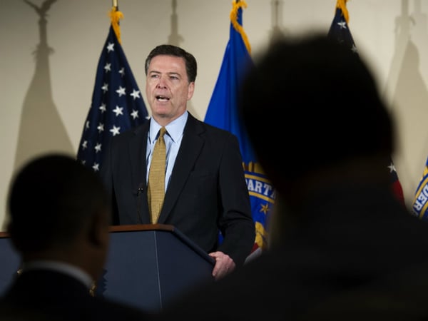 FBI Director James Comey makes a statement at FBI Headquarters in Washington, Tuesday, July 5, 2016. Comey said 110 emails sent or received on Hillary Clinton's server contained classified information. 