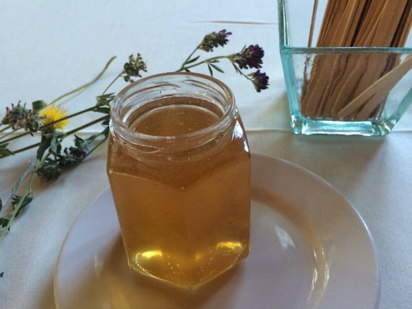A photo of hyperlocal yellow thistle honey.