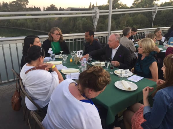 Sacramento State's inaugural Farm-to-Fork dinner took place on the Guy West Bridge above the American River on Sept. 14, 2016.