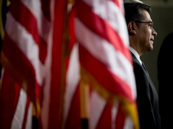 Democratic Caucus Chairman Xavier Becerra, D-Calif., moves away from the podium after speaking at a news conference with other House Democratic leaders on Capitol Hill in Washington, Wednesday, May 11, 2016.