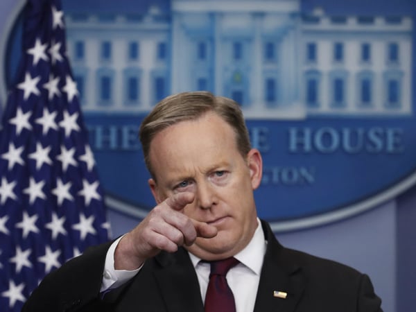 White House press secretary Sean Spicer speaks during a daily press briefing at the White House in Washington, Thursday, Feb. 23, 2017.