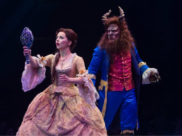Jessica Grové as Belle and James Snyder as Beast in Disney’s Beauty and the Beast, produced by Music Circus at the Wells Fargo Pavilion June 20-July 2. 