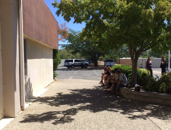 People lined up on Tuesday July 11 in Oroville to find out if homes burned in the Wall Fire. 