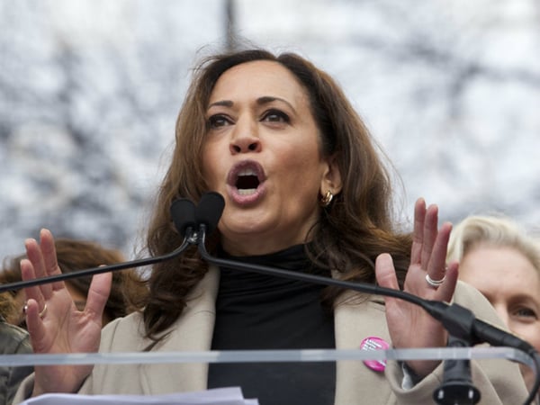 Sen. Kamala Harris, D-Calif., speaks during the Women's March on Washington, Saturday, Jan. 21, 2017 in Washington. 