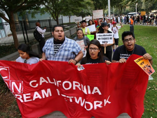 Supporters of the Deferred Action for Childhood Arrivals gathered at the State Capitol Tuesday evening to protest President Trump's decision to phase out the program, known as DACA.
