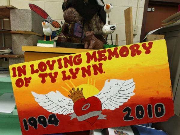 This Thursday, Feb. 10, 2011 picture shows a memorial to a young suicide victim inside the art room of Poplar Middle School on the Fort Peck Indian Reservation in Poplar, Mont. which has experienced a rash of suicides.