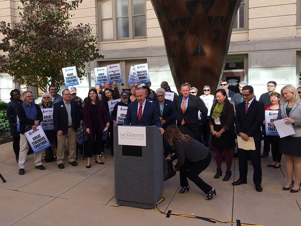 Sacramento Mayor Darrell Steinberg announces an agreement between the Sacramento City Teachers Association and Sacramento City Unified School District to avoid a potential strike.