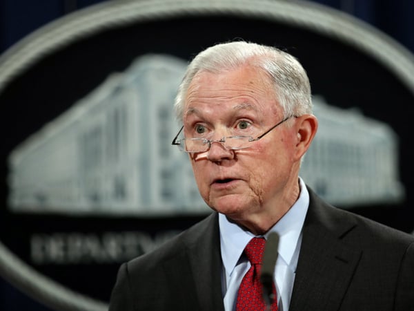 Attorney General Jeff Sessions speaks during a news conference at the Justice Department in Washington, Friday, Dec. 15, 2017.