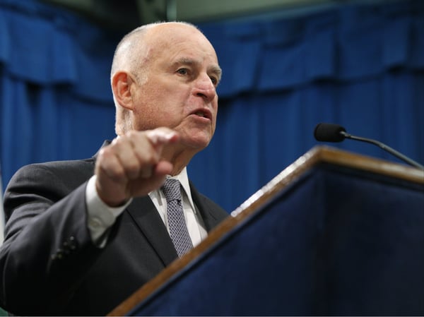 California Gov. Jerry Brown presents his final California budget Jan. 10, 2018.