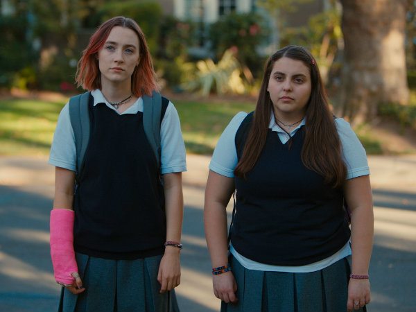 Saoirse Ronan (left) and Beanie Feldstein play best friends in Lady Bird.
