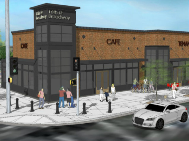 An artist rendering of the building planned for 16th and Broadway in Sacramento.