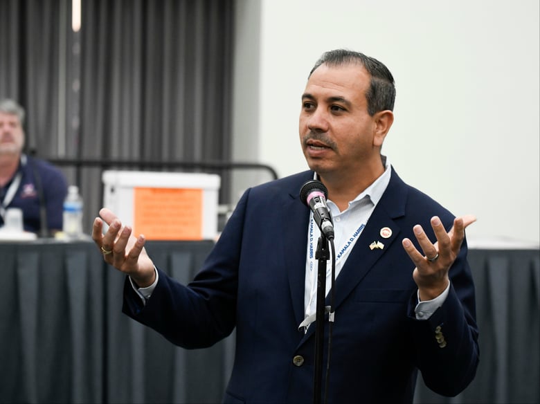 In this Feb. 24, 2018 file photo, former California State Senator Tony Mendoza (D-Artesia) speaks at a caucus held at the 2018 California Democrats State Convention in San Diego.
