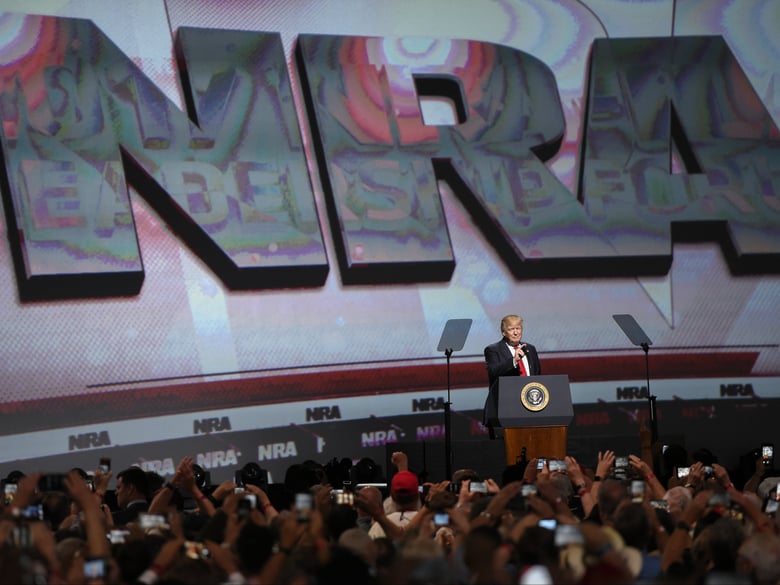 President Donald Trump speaks during the National Rifle Association-ILA Leadership Forum, Friday, April 28, 2017, in Atlanta.