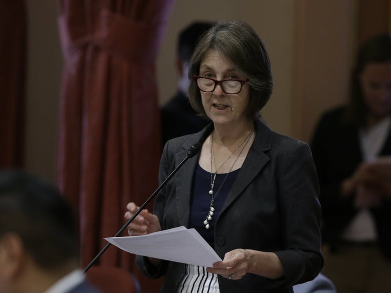 State Sen. Nancy Skinner, D-Berkeley urges lawmakers to approve her measure that would allow the public release of police reports dealing with possible officer misconduct was approved by the Senate, Wednesday, May 30, 2018, in Sacramento, Calif. 