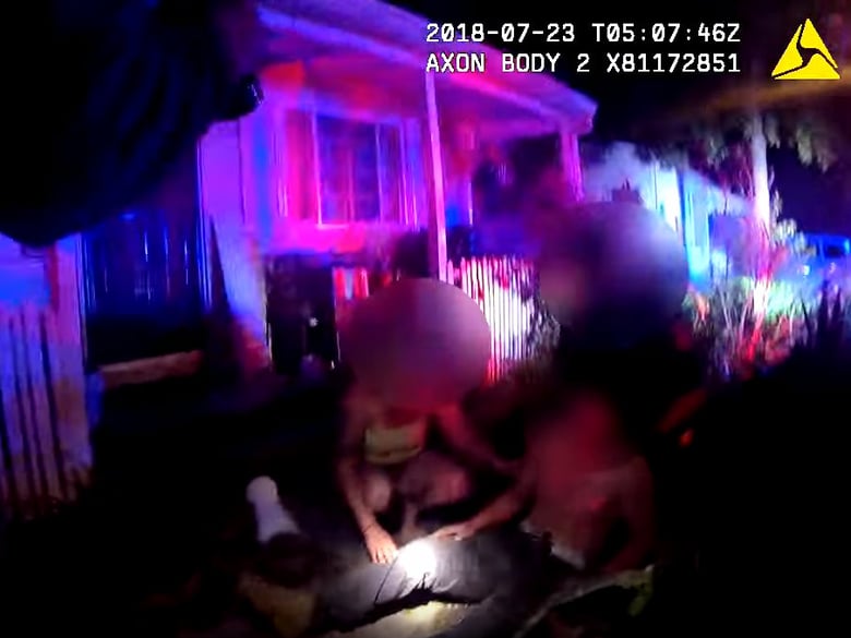A frame from video released by Sacramento Police from a July 22 incident involving an officer’s vehicle that collided with a 16-year-old riding his bike in north Sacramento.