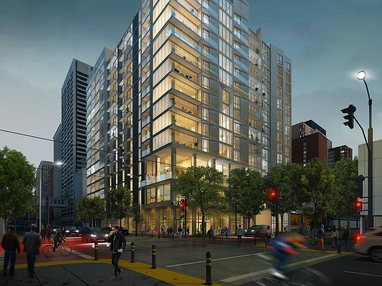 An artist's rendering of 10K, the 15-story project proposed for downtown Sacramento by developer Nikky Mohanna.