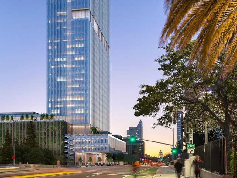 An artist's rendering of a high-rise CalPERS wants to build on a vacant lot the agency owns at 301 Capitol Mall in downtown Sacramento. CalPERS and the developer CIM Group announced the plans this week.