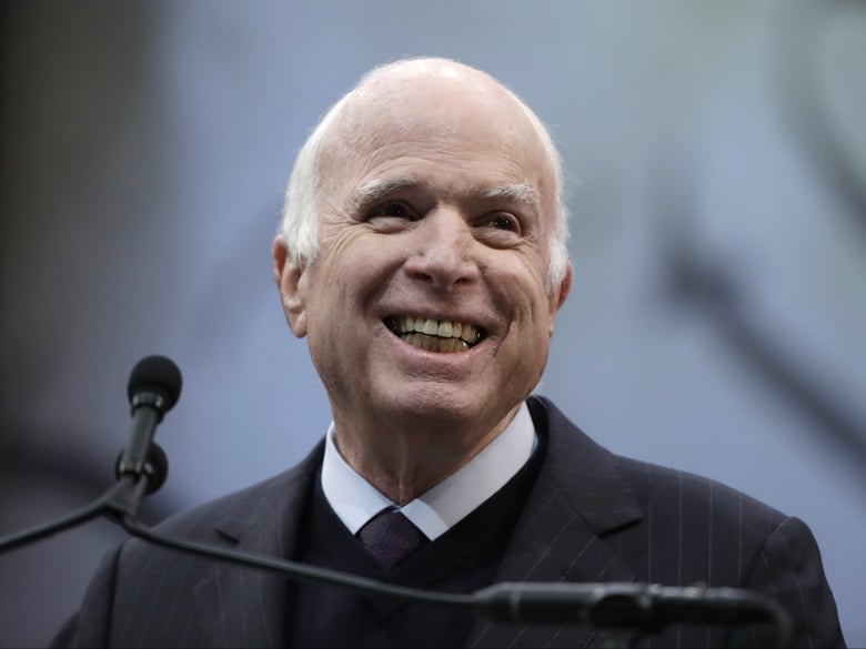 Sen. John McCain, R-Ariz., receives the Liberty Medal from the National Constitution Center in Philadelphia, Monday, Oct. 16, 2017. 