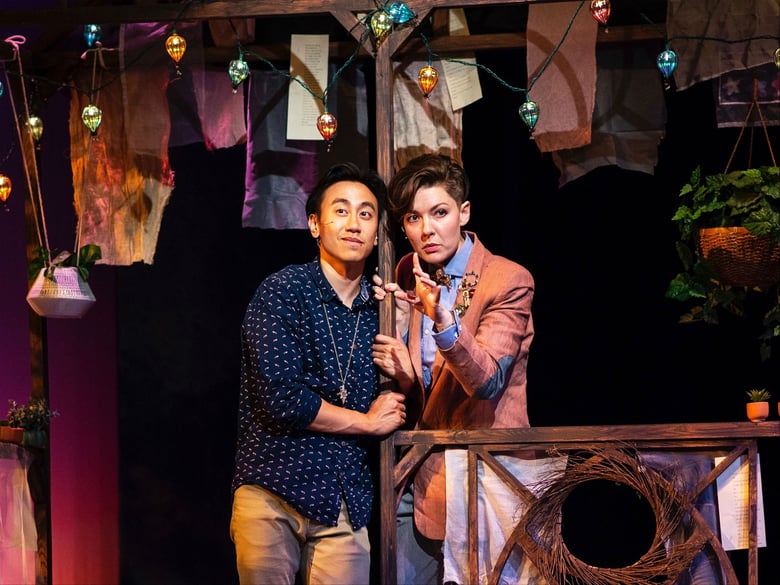 Steven Ho as Orlando and Andrea J. Love as Rosalind in the Davis Shakespeare Festival's production of "As You Like It."