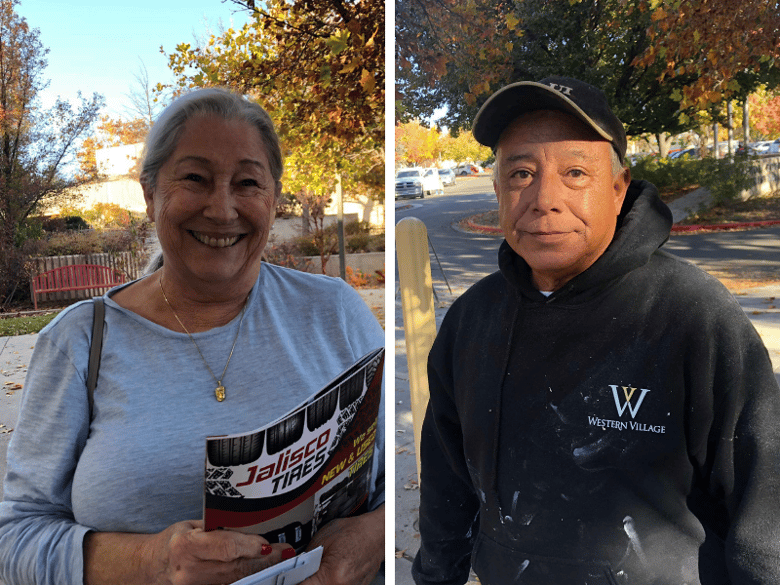 Reno voters Lois Manning (left) and Andy Medrano disagree politically, but agree this election cycle has been nasty.