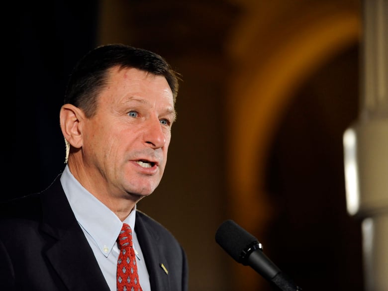 Sports broadcaster and cycling icon Paul Sherwen passed away Sunday at the age of 62. He's pictured here at a news conference in 2011.