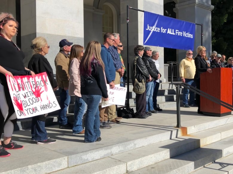 Wildfire victims and supporters join Erin Brockovich in calling on lawmakers to hold PG&E accountable for recent wildfires.